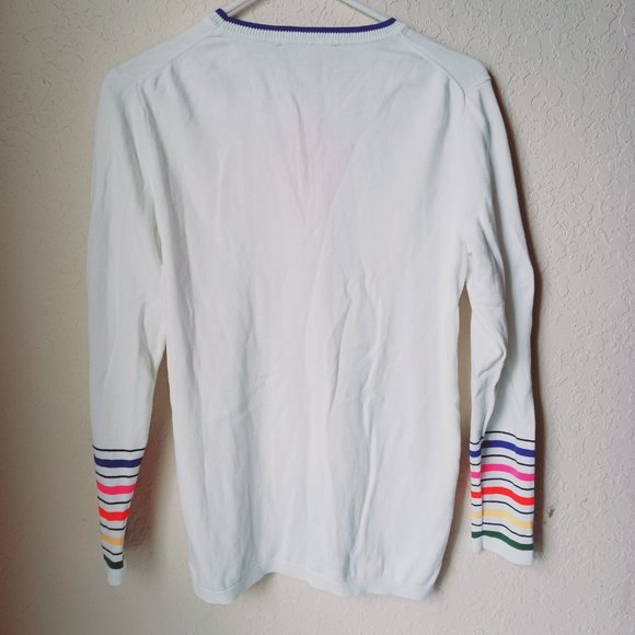 Tommy Hilfiger pull-over sweater. White with various colors and design. Women's - Picture 7 of 7